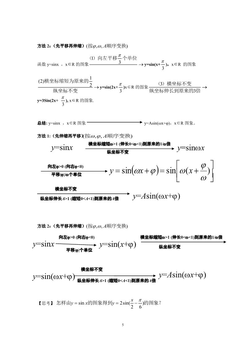 高中数学必修四1.5  函数y=Asin(ωx+φ)的图象第5页