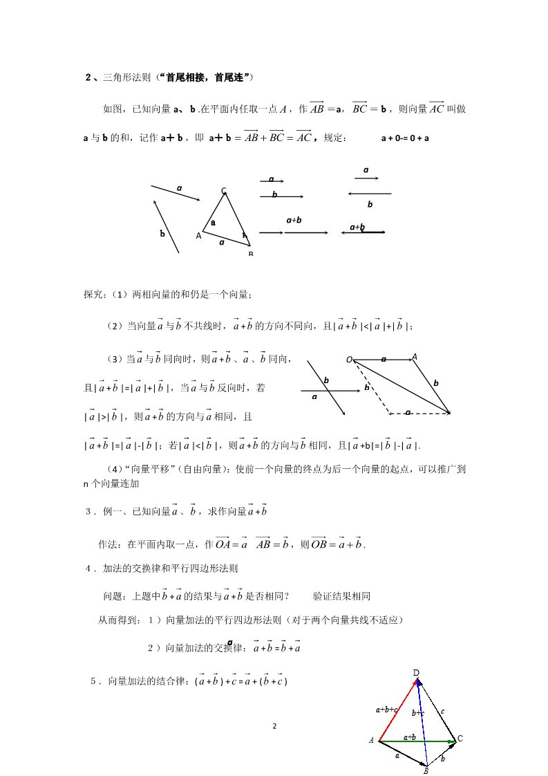 高中数学必修四2.2.1向量的加法运算及其几何意义（教、学案）第2页