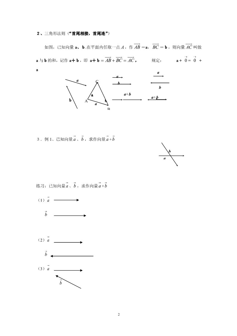 高中数学必修四2.2.1向量加法运算及其几何意义第2页