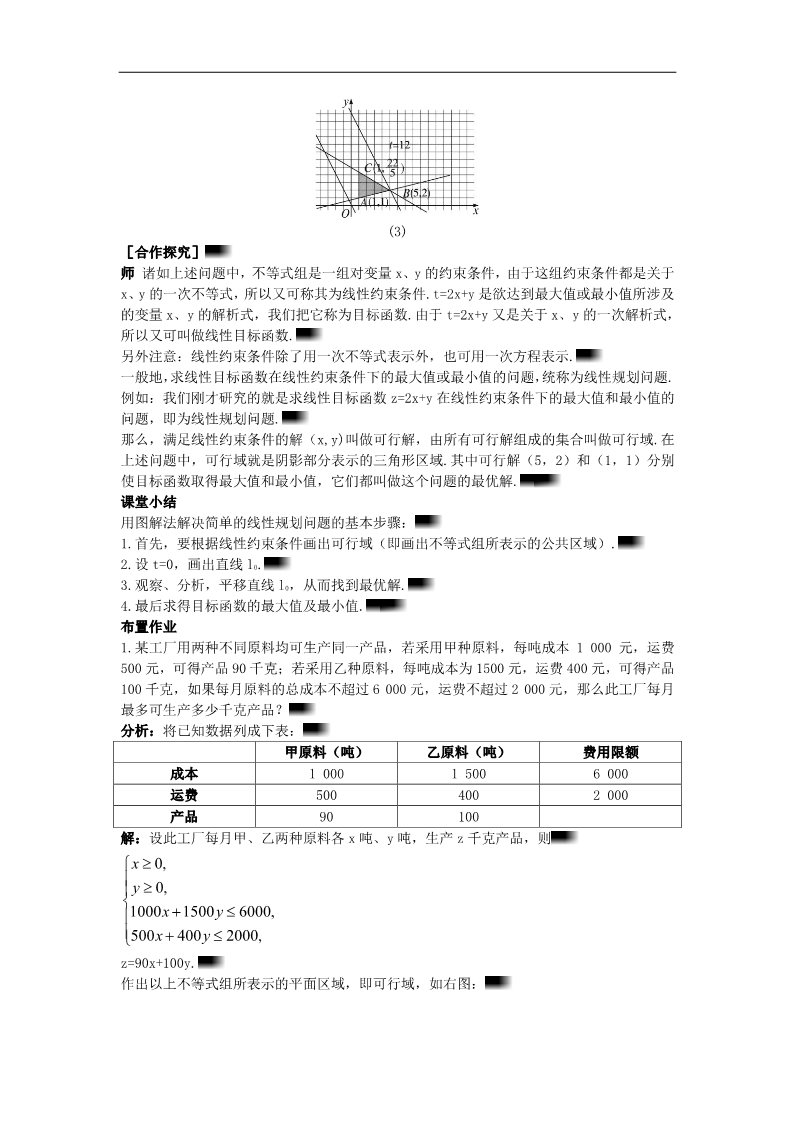 高中数学必修五3.3.2 简单线性规划问题）示范教案 新人教A版必修5第4页