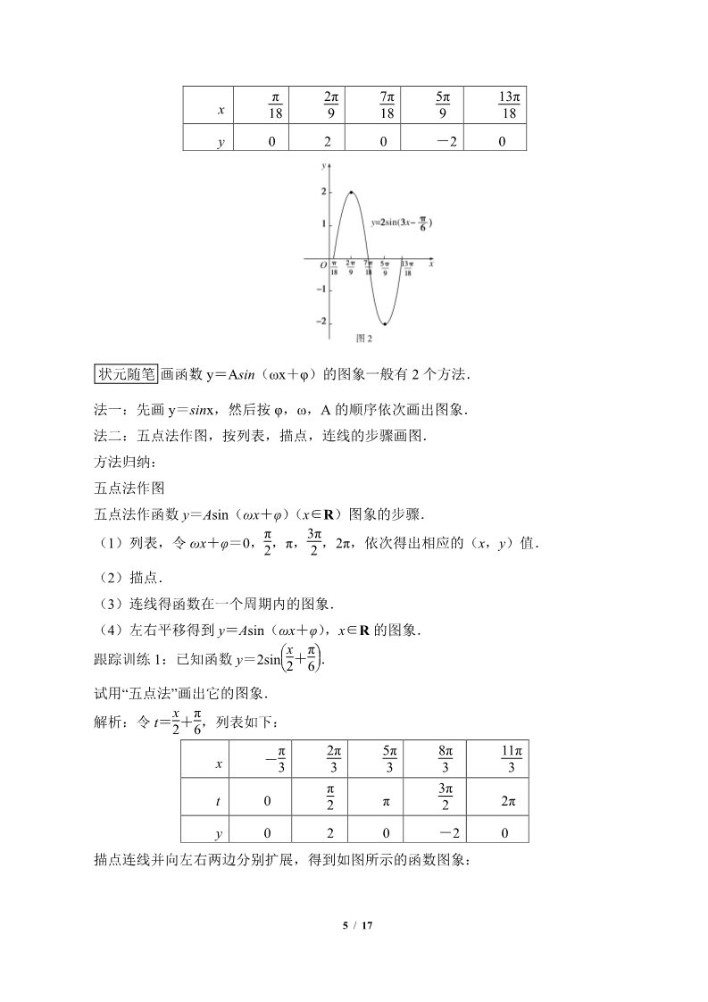高中数学新A版必修一册函数y＝Asin(ωx＋φ)第5页