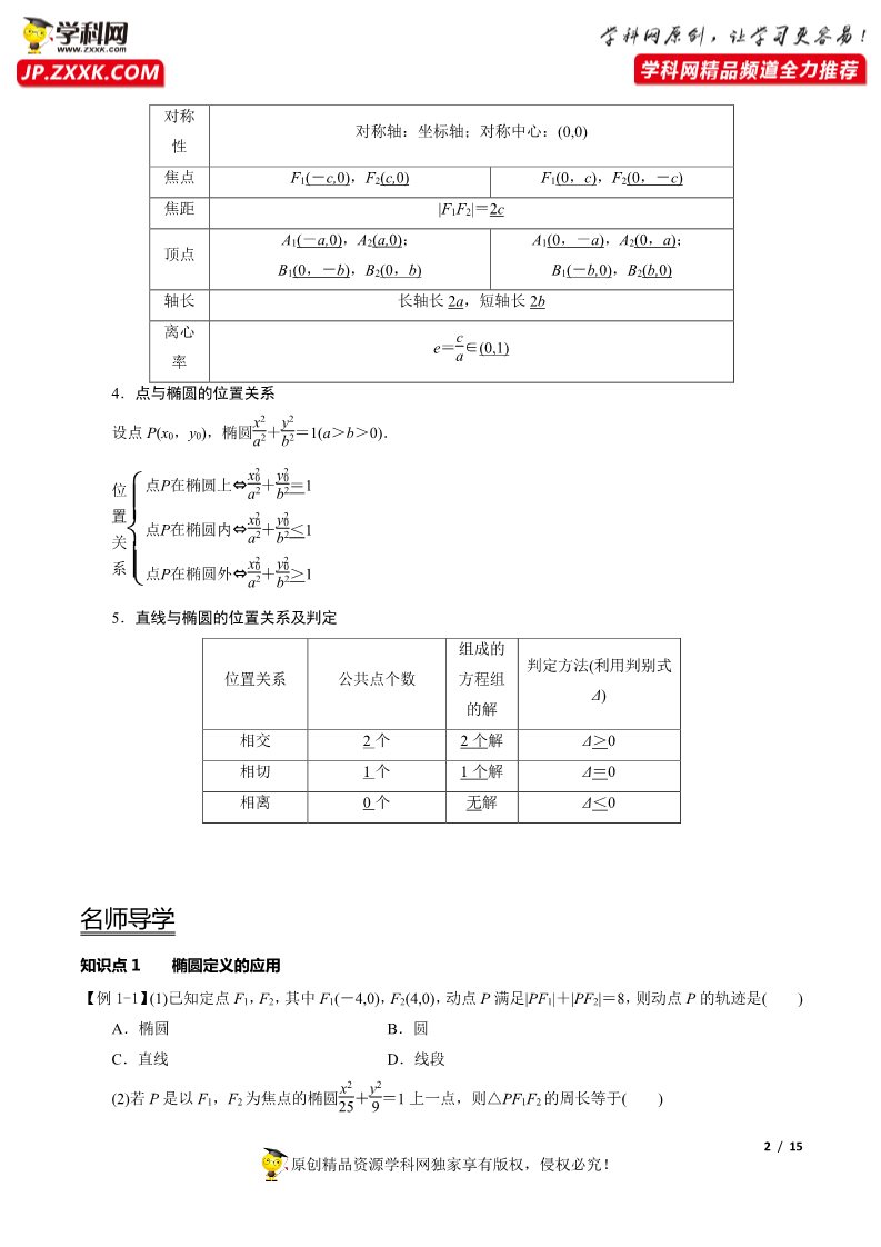 高中数学新A版选修一册3.1  椭圆 (2)第2页