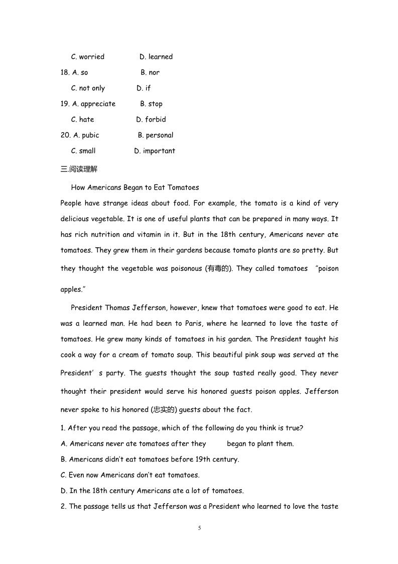高中英语必修三（人教版）高中英语：Unit 2  Healthy  eating Using language（新人教必修3）第5页
