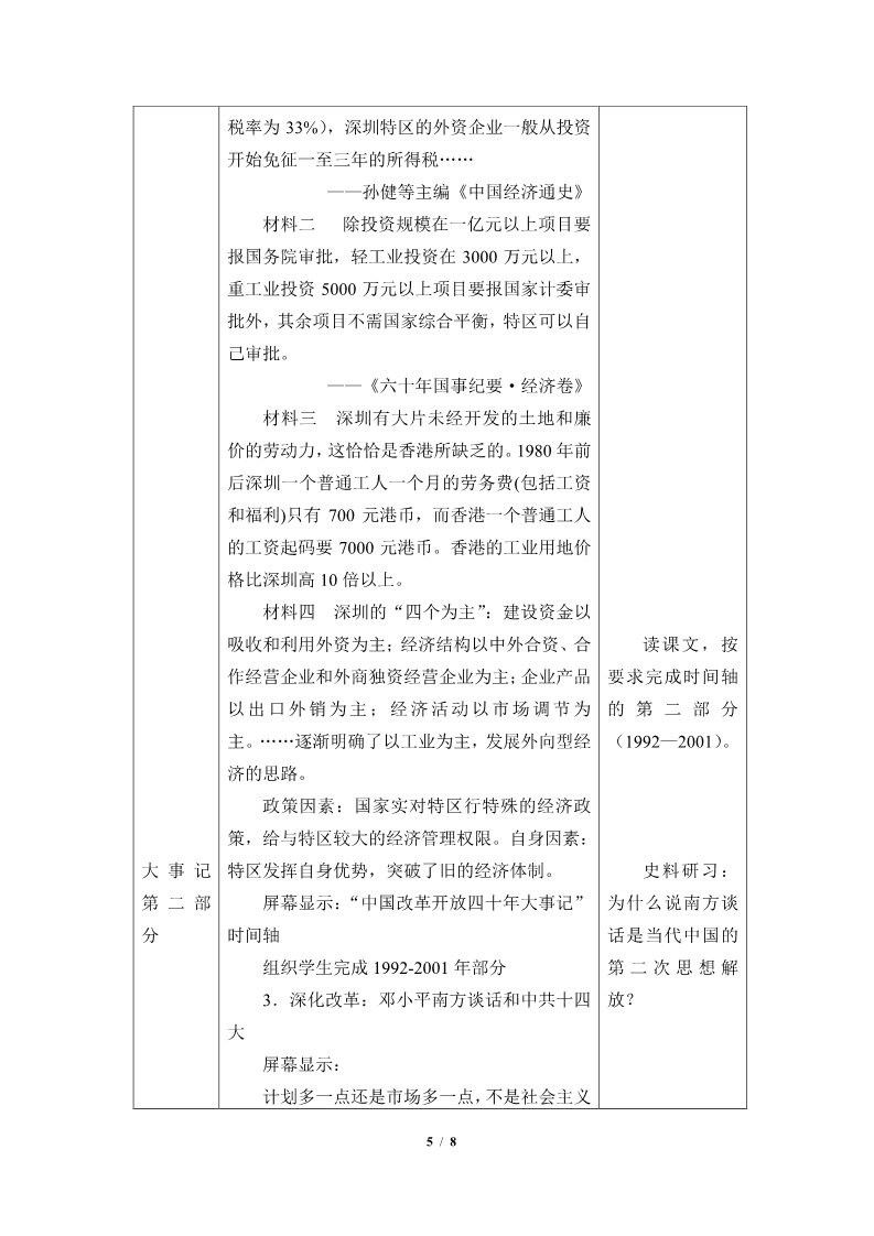 高中历史中外历史纲要(上)中国特色社会主义道路的开辟与发展(教案)第5页