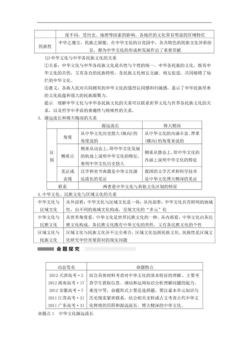 高中政治必修三第六课 我们的中华文化教案3 新人教版必修3第2页