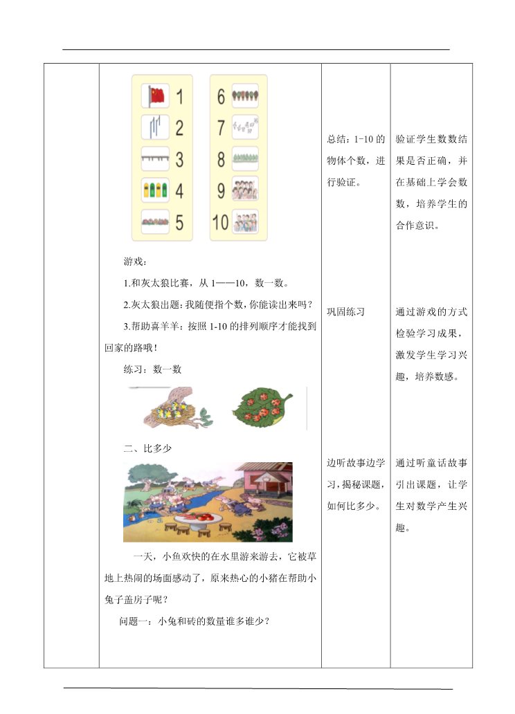 一年级上册数学(人教版）1.1 数一数 比多少 教学设计第2页