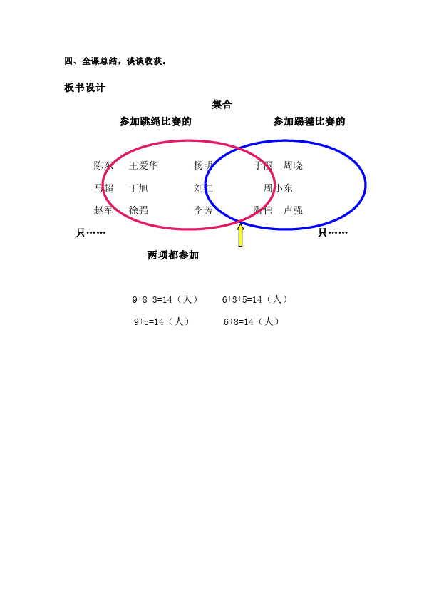 三年级上册数学（人教版）数学《第九单元:数学广角集合》教案教学设计4第4页