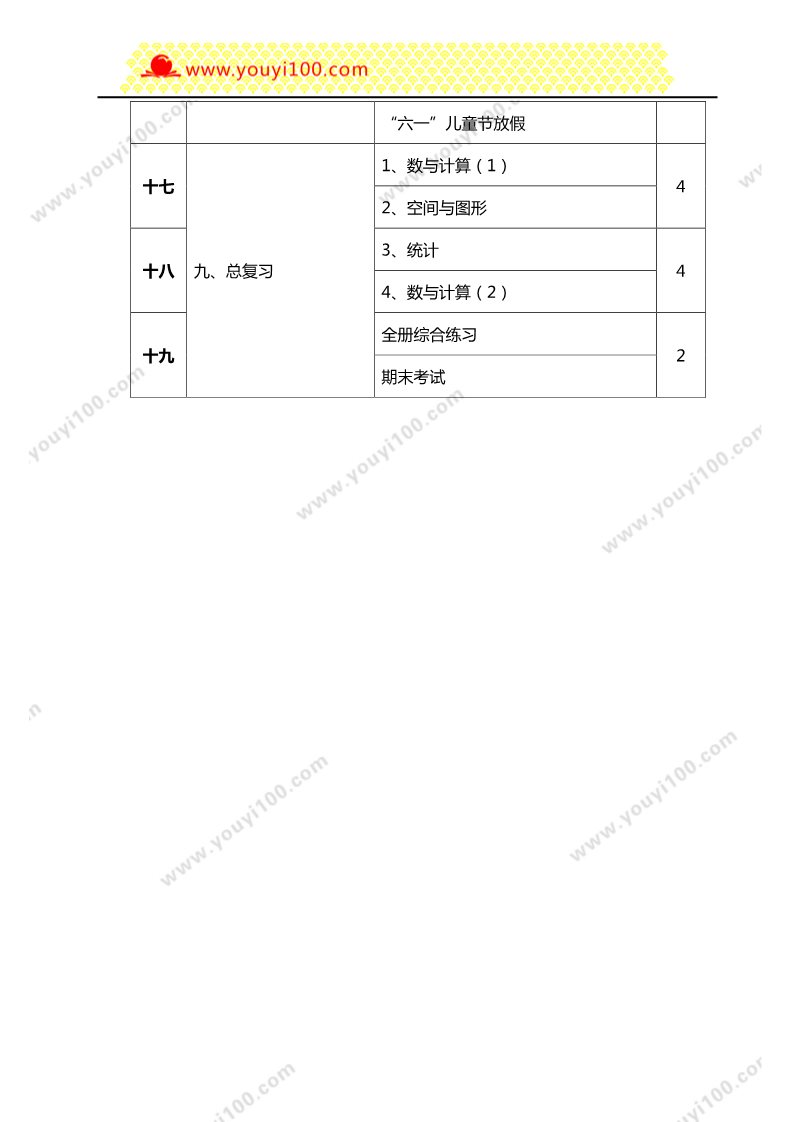 三年级下册数学（人教版）教学计划2第5页