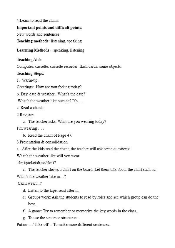 四年级下册英语(PEP版)PEP英语《Unit3 Weather》教案教学设计21第5页