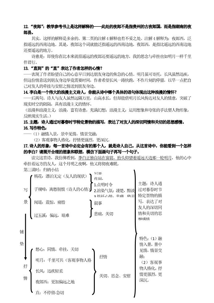 初一上册语文闻王昌龄左迁龙标遥有此寄 教案第3页