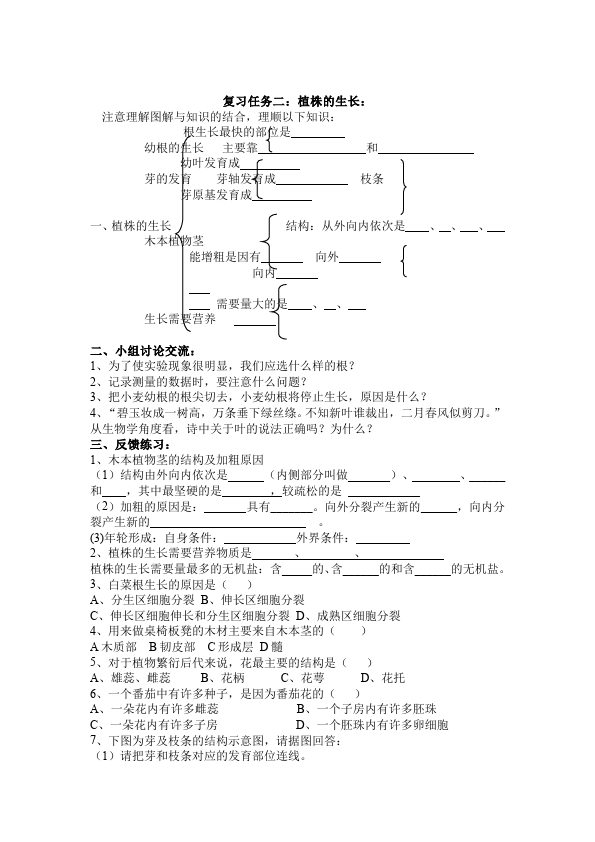 初一上册生物生物《第二章:被子植物的一生》教学设计教案第3页