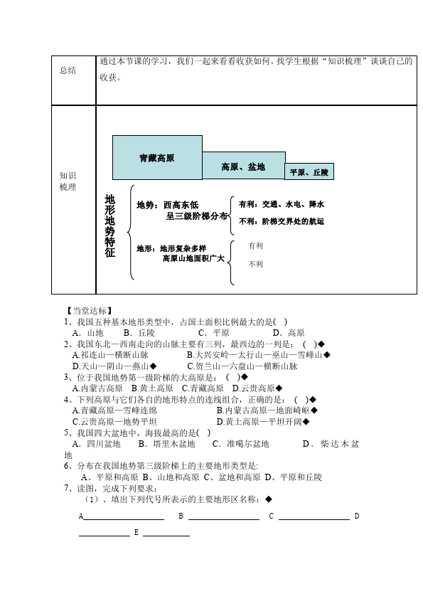 初二上册地理《中国的自然环境》教案教学设计(地理)第4页