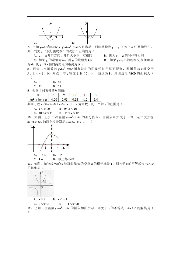 初三上册数学数学22.2二次函数与一元二次方程附参考答案试题第2页