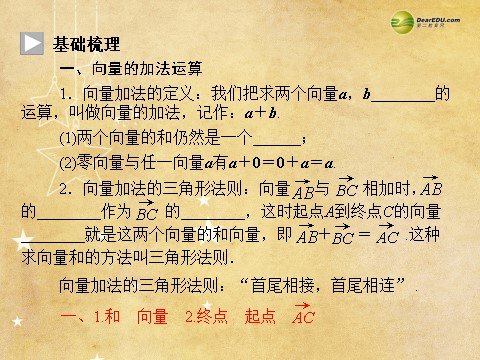 高中数学必修四2.2.1 向量加法、减法运算及其几何意义同步辅导与检测课件 新人教A版必修4第5页