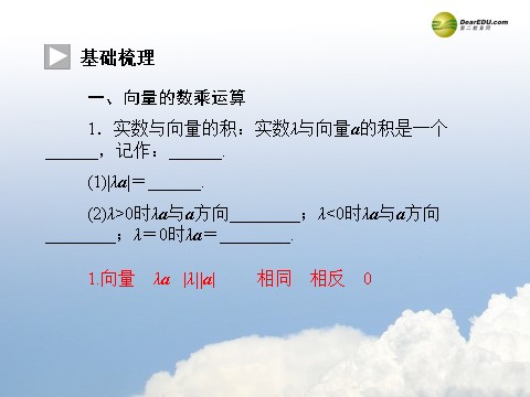 高中数学必修四2.2.2 向量数乘运算及其几何意义同步辅导与检测课件 新人教A版必修4第5页