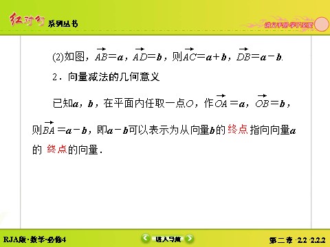 高中数学必修四2-2-2向量减法运算及其几何意义 第10页