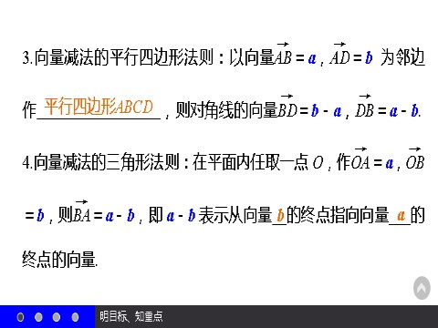 高中数学必修四2.2.2 向量减法运算及其几何意义 第5页