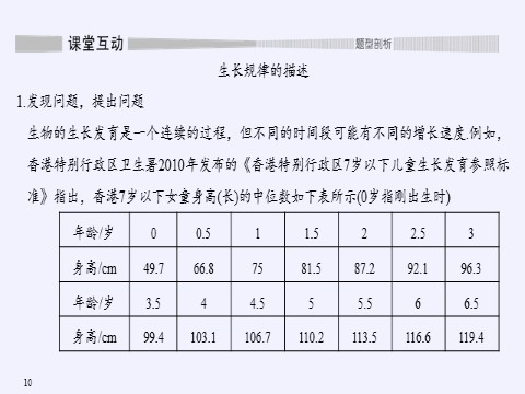 高中数学新B版必修二册4.7   数学建模活动：生长规律的描述第10页