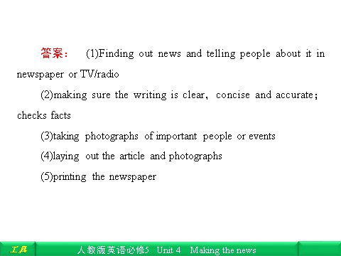 高中英语必修五（人教版）Unit 4 Making the news Section Ⅰ Warming up & Reading第7页