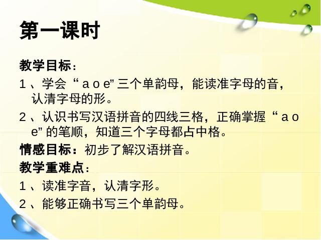 一年级上册语文汉语拼音aoePPT教学自制课件(语文)第1页