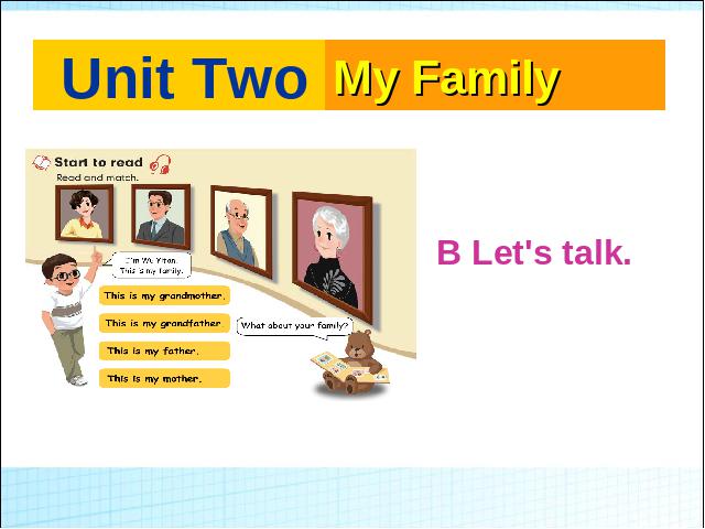 三年级下册英语(PEP版)《Unit2 My family B let's talk》第1页