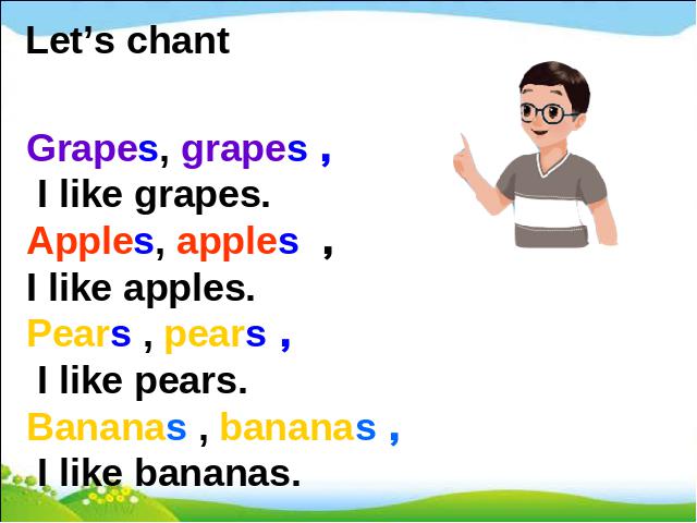 三年级下册英语(PEP版)Unit5 Do you like pears? B let's learn 第4页
