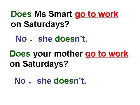 三年级下册英语（外研版三起点）教研课Does your mum go to work on Saturdays ppt课件第8页