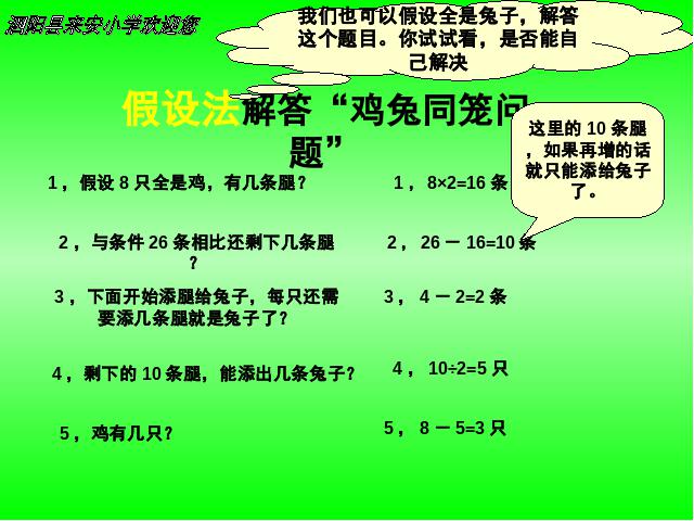 四年级下册数学（人教版）数学新：《鸡兔同笼问题》第10页