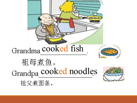 四年级下册英语（外研版三起点）优质课外研版Module7 Unit2 Grandma cooked fishppt课件第7页