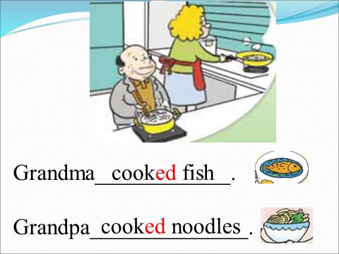 四年级下册英语（外研版三起点）外研版英语精品Module7 Unit2 Grandma cooked fishppt课件第7页