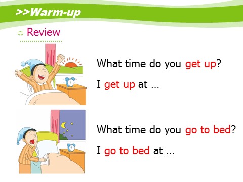 五年级上册英语（湘少版）Unit7_What_time_do_you_get_up？第2课时课件第2页