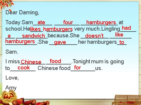 五年级下册英语（外研版三起点）研版英语教研课Sam ate four hamburgersppt课件第7页