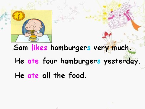 五年级下册英语（外研版三起点）Module3 Unit2 Sam ate four hamburgersppt课件第6页