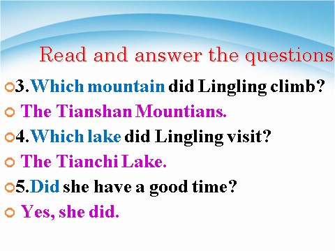 五年级下册英语（外研版三起点）公开课Module6 Unit2 She visited the Tianchi Lakeppt课件第9页