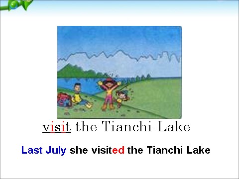 五年级下册英语（外研版三起点）Module6 Unit2 She visited the Tianchi Lake ppt课件第8页