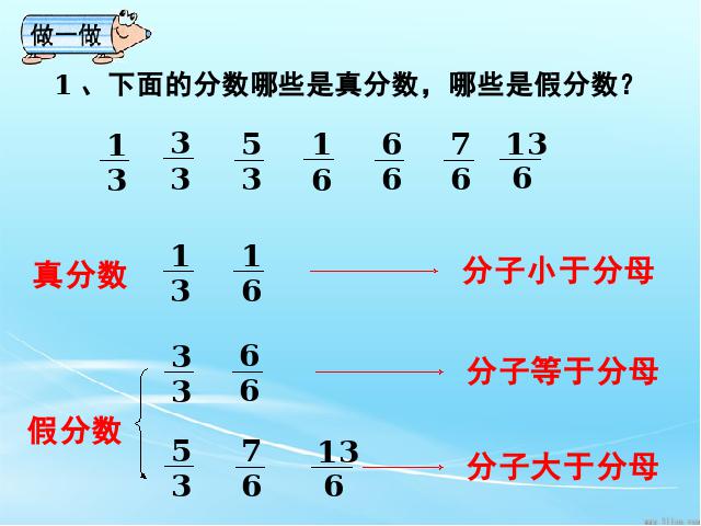 五年级下册数学（人教版）新-《真分数和假分数》下载第7页