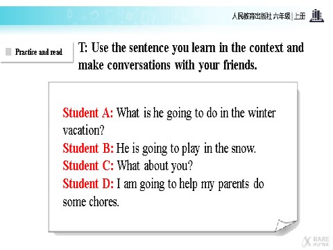 六年级上册英语（SL版）【教学课件】Unit 6 Lesson 3 （人教版第4页