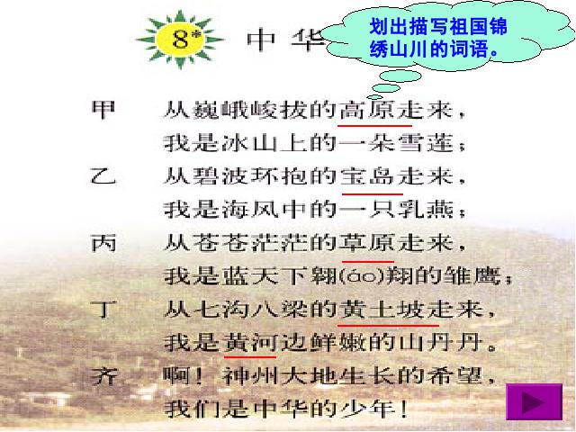 六年级上册语文语文第二组“第8课”《中华少年》第7页