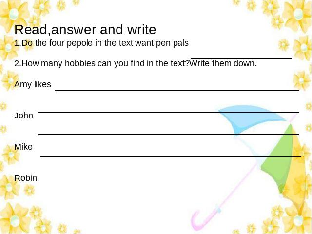 六年级上册英语(PEP版)I have a pen pal第五课时PEP英语公开课第8页
