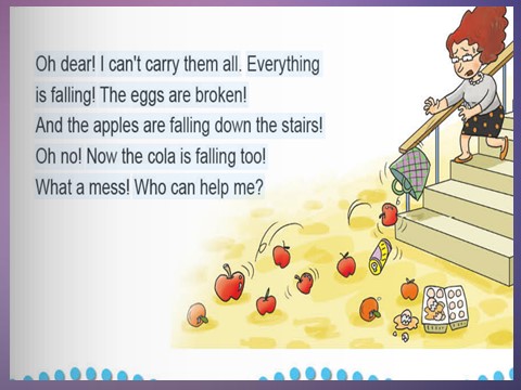 六年级下册英语（外研版三起点）The apples are falling down the stairs 课件ppt第3页