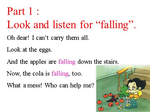六年级下册英语（外研版三起点）外研版Unit2 The apples are falling down the stairs ppt课件第7页