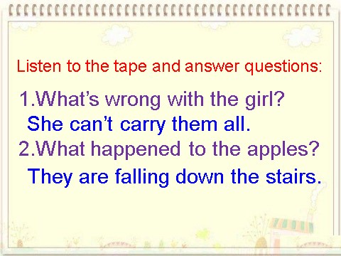 六年级下册英语（外研版三起点）英语The apples are falling down the stairsppt课件第2页