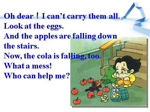六年级下册英语（外研版三起点）The apples are falling down the stairsppt课件第9页