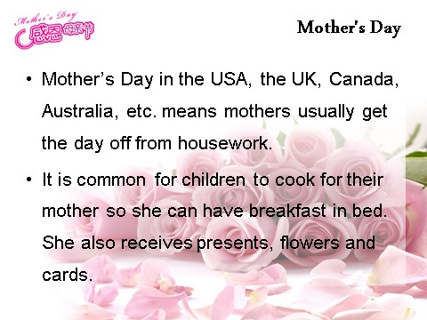六年级下册英语（闽教版）Unit 4 Mother‘s Day Part B Mother's Day第3页