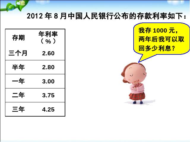 六年级下册数学（人教版）数学《百分数(二)2.4利率》优质课第7页