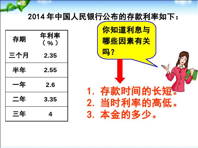 六年级下册数学（人教版）数学《百分数(二)2.4利率》优质课第8页