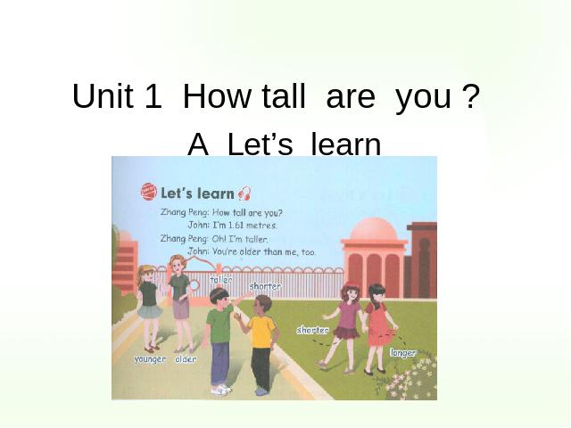 六年级下册英语(PEP版)How tall are you A let's learn课件ppt(pep英语)第1页