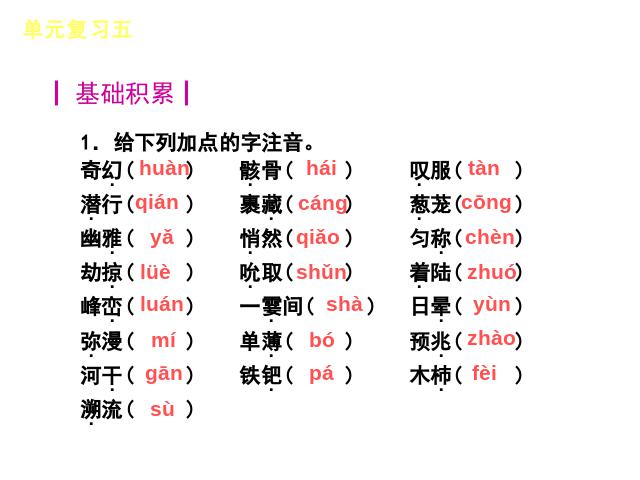 初一上册语文课件《第五单元复习》（语文）第3页