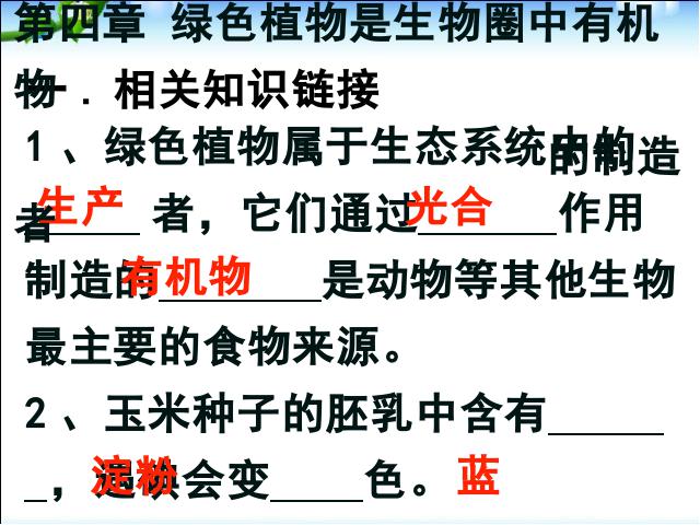 初一上册生物绿色植物是生物圈中有机物的制造者优质课ppt课件下载第3页