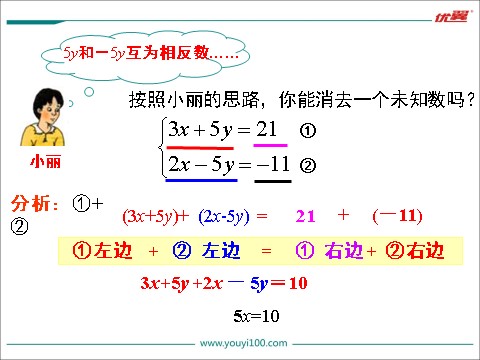 初一下册数学（湘教版）1.2.2 第1课时 用加减法解较简单系数的方程组第8页